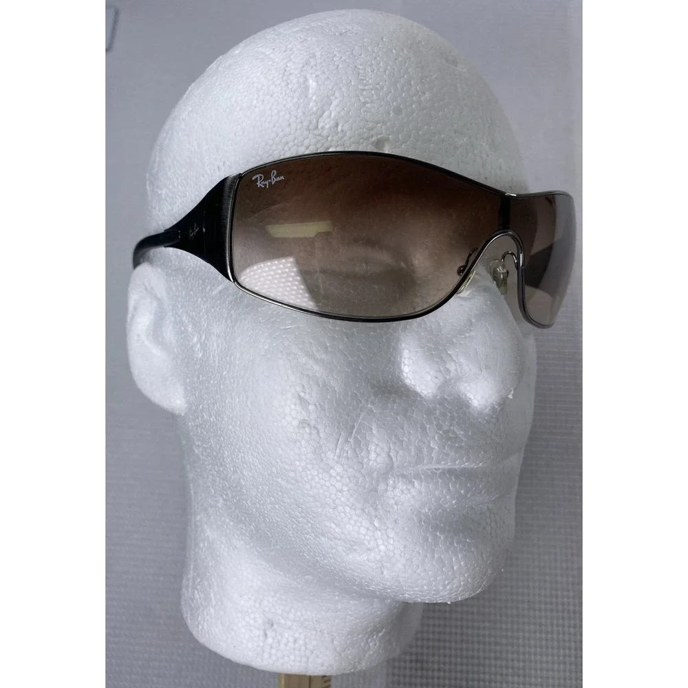 Ray-Ban RB3268 041/13 Highstreet Shield Sunglasses Gunmetal Brown Gradient